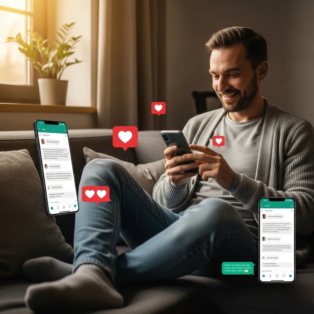 Person schreibt eine sympathische erste Nachricht auf einer Dating-App