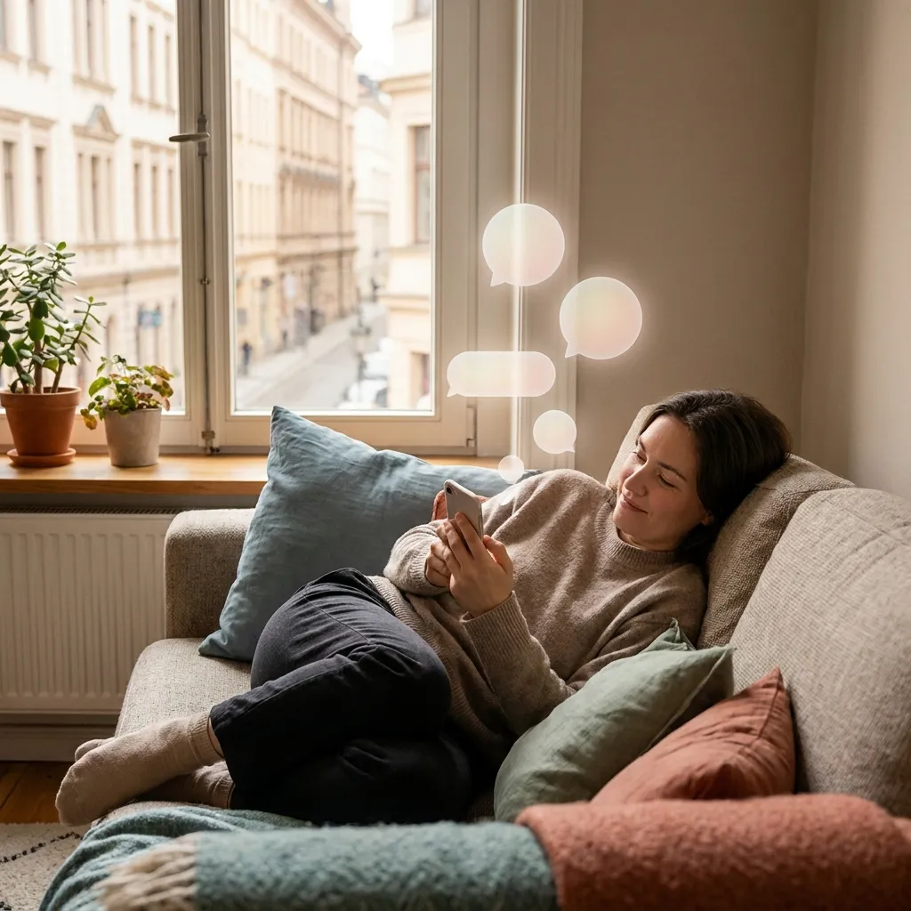Person schreibt eine höfliche Absage auf dem Smartphone