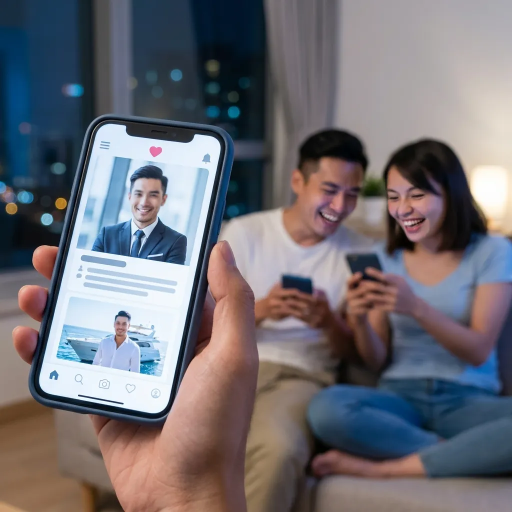 Verdächtiges Dating-Profil auf einem Smartphone