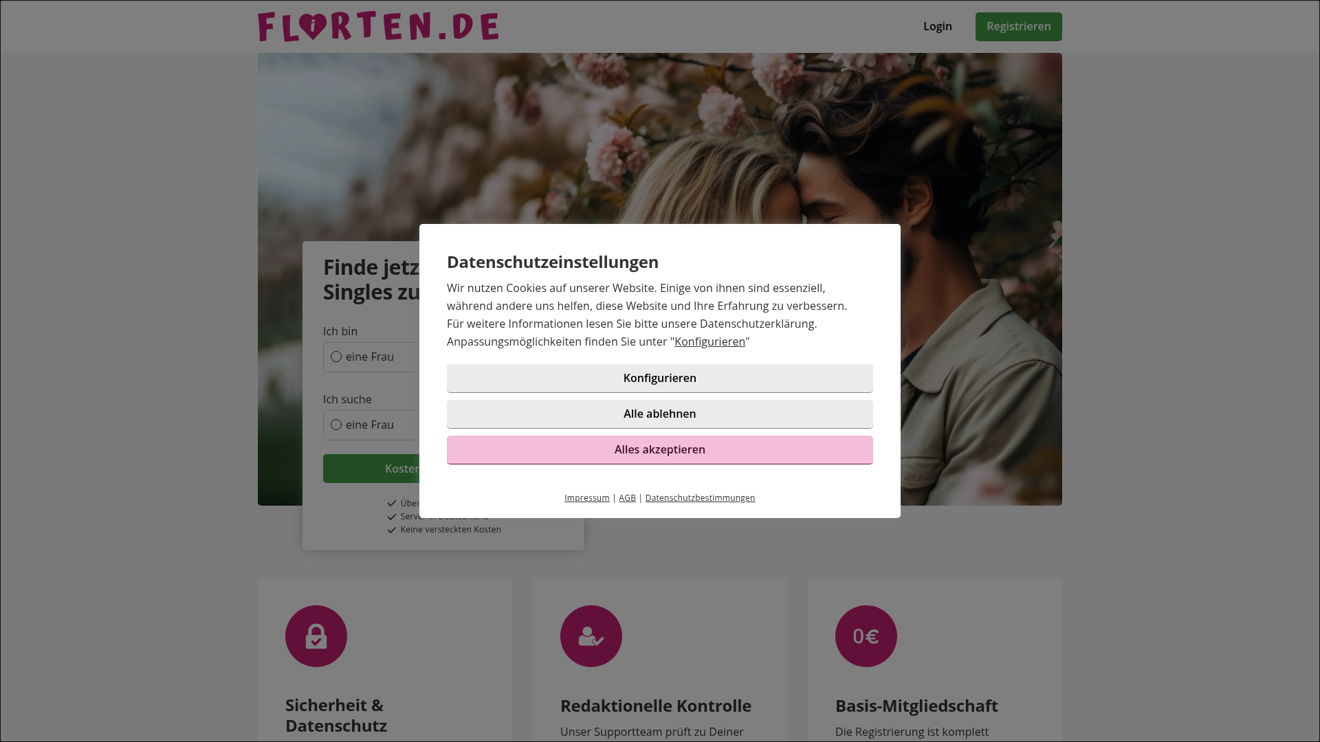 1. Flirten Homepage