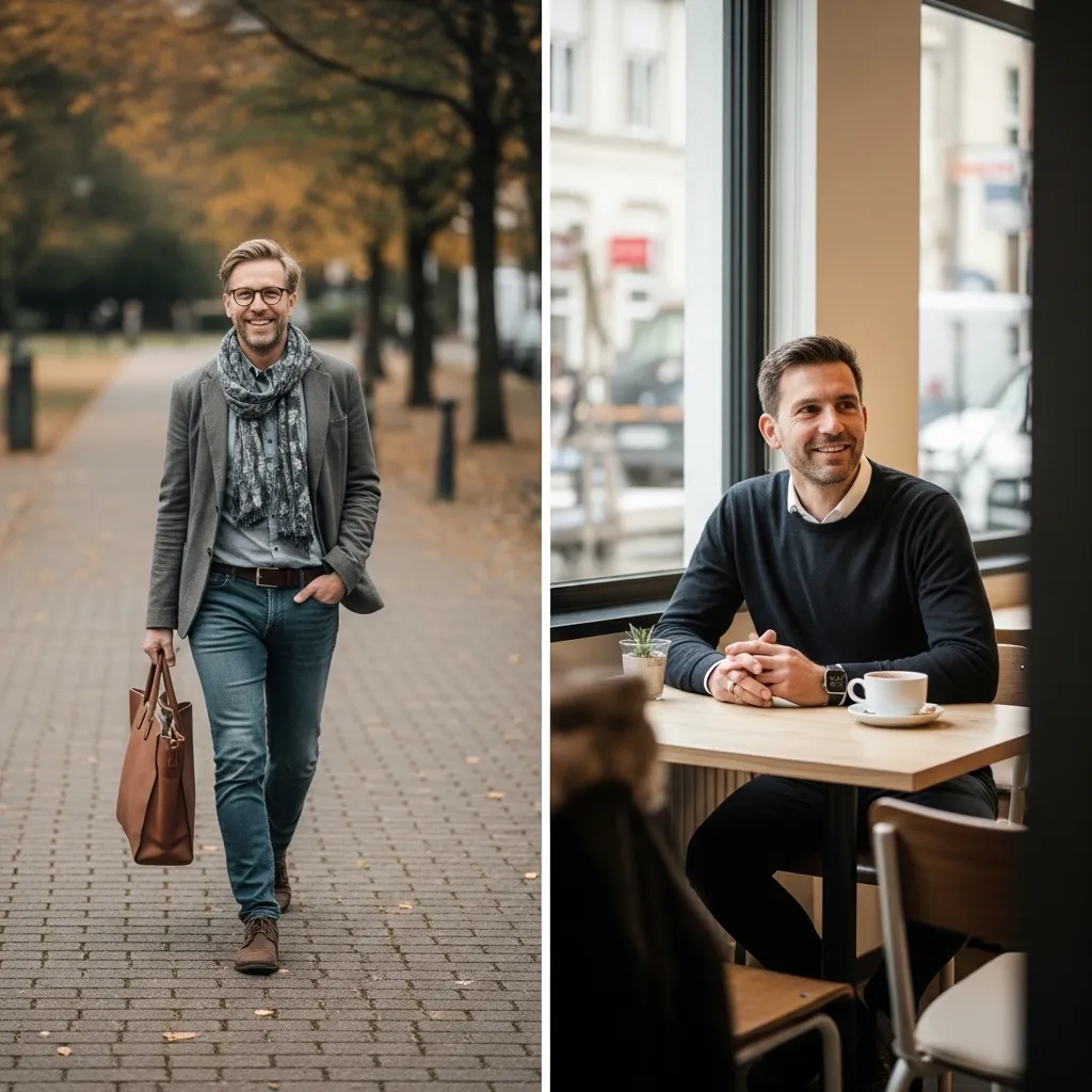 Vergleich von gelungenen natürlichen Online-Dating Fotos in Alltagssituationen